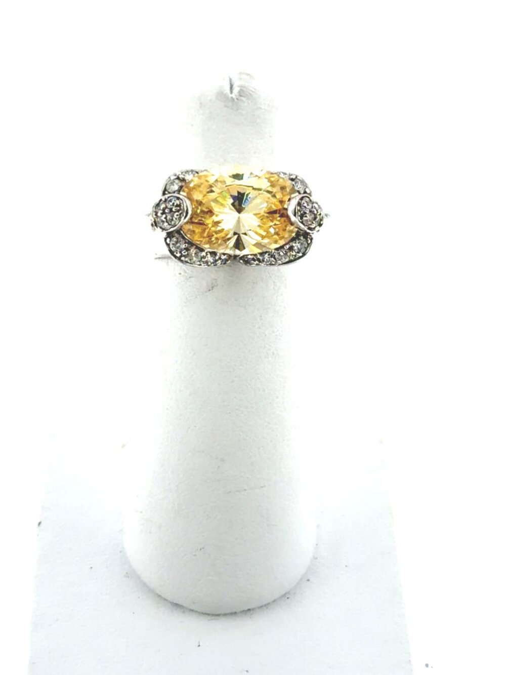 Sterling silver and yellow CZ and white melee CZ ring